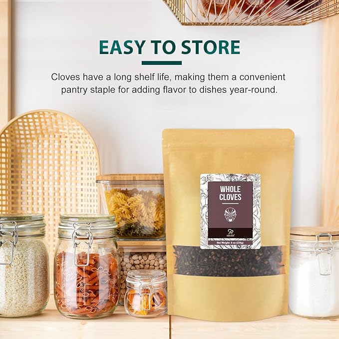 Soeos Whole Cloves 8 Ounce, Premium Quality Fresh Hand Picked Cloves Whole, Great for Foods and