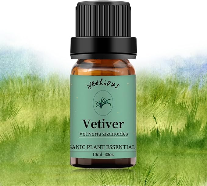 yethious Vetiver Essential Oils for Diffuser & Aromatherapy Pure Vetiver Oil for Skin, Hair Gift