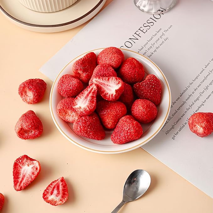 Premium Freeze Dried Strawberries 95-100 per bag,7.05OZ/200g Whole Big Natural Dried Strawberries