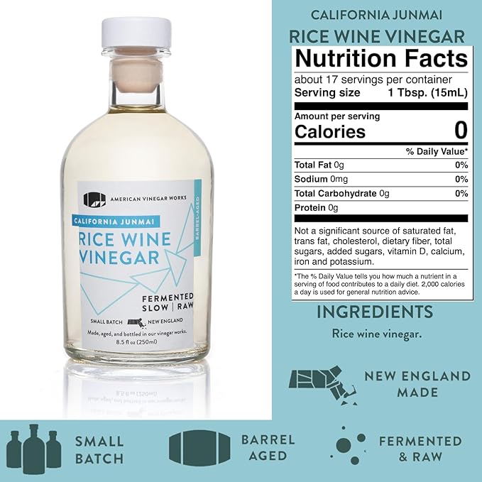 American Vinegar Works - Essentials Kitchen Vinegars - Includes Apple Cider, Red Wine, Rice Wine
