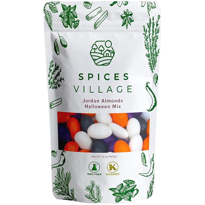 Spices Village Premium Jordan Almonds Halloween Mix, White, Purple and Orange,Crunchy Candy Coated