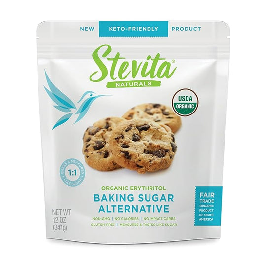 Stevita Organic Erythritol Bake-It-Better Pouch - 12 oz - Baking Sugar Alternative with Stevia &