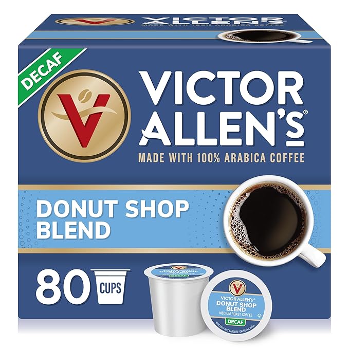 Victor Allen's Coffee Decaf Donut Shop Blend, Medium Roast, 80 Count, Single Serve Coffee Pods for