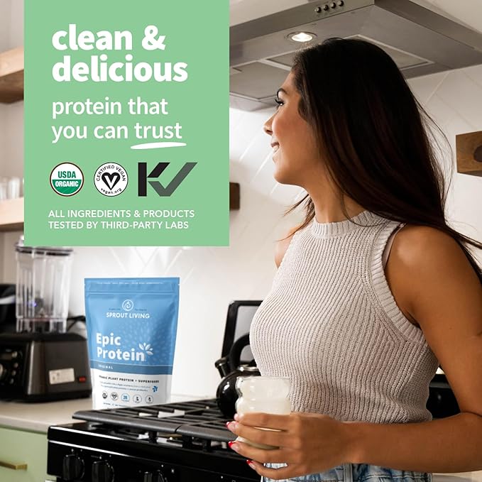 Plant Based Protein & Superfoods Powder, Original, Unflavored | Organic Protein Powder, Vegan, Non