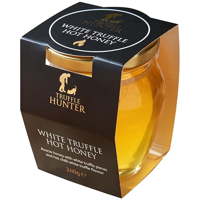TruffleHunter - White Truffle Hot Honey - Acacia Honey with Truffle Pieces & Chilli Condiment