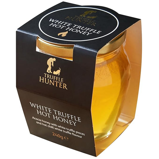 TruffleHunter - White Truffle Hot Honey - Acacia Honey with Truffle Pieces & Chilli Condiment