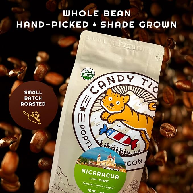 Whole Bean Coffee - Organic - Low Acid - Light Roast - Single Origin - 100% Arabica - Nicaraguan