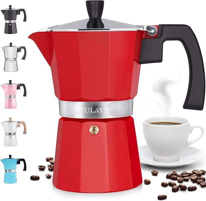 Zulay Classic Italian Style 6 Espresso Cup Moka Pot, Stovetop Espresso Maker for Great Flavored