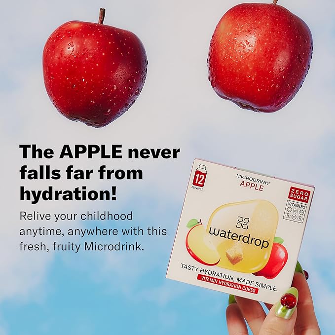 Waterdrop Hydration Cubes with Vitamin C, B3, B5 & Electrolytes, Apple Flavor, Flavored Water