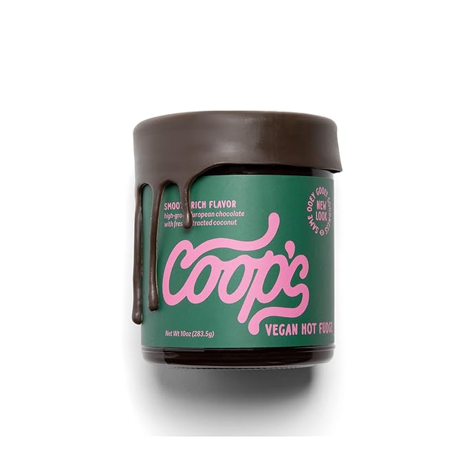 Coop's Vegan Hot Fudge Sauce 10.6 OZ - Gluten Free Vegan, Kosher, Non GMO, Gourmet, All Natural