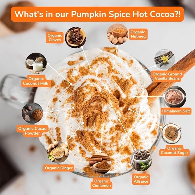 Bare Life: Instant Dairy Free Pumpkin Spice Hot Cocoa Mix - 10 Serving Pouch | Gluten Free, Vegan