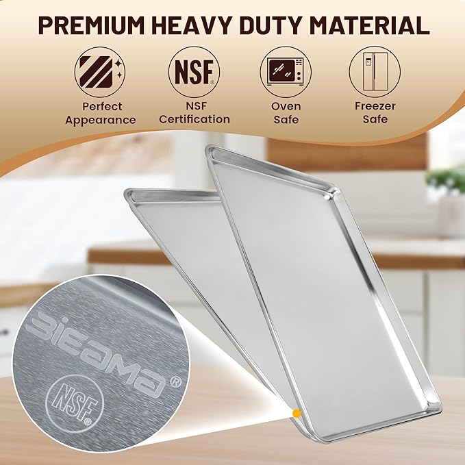 12 Pack Full Size Baking Sheet Pan Aluminum Commercial Pan for Oven Freezer Bakery Hotel Restaurant