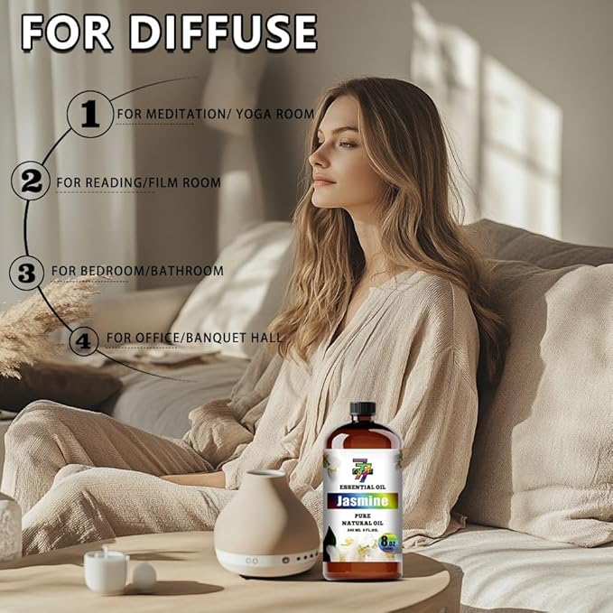 Jasmine Essential Oil (8 oz / 240 ml) ??Jasmine Oils for diffusers, humidifiers, Home Baths