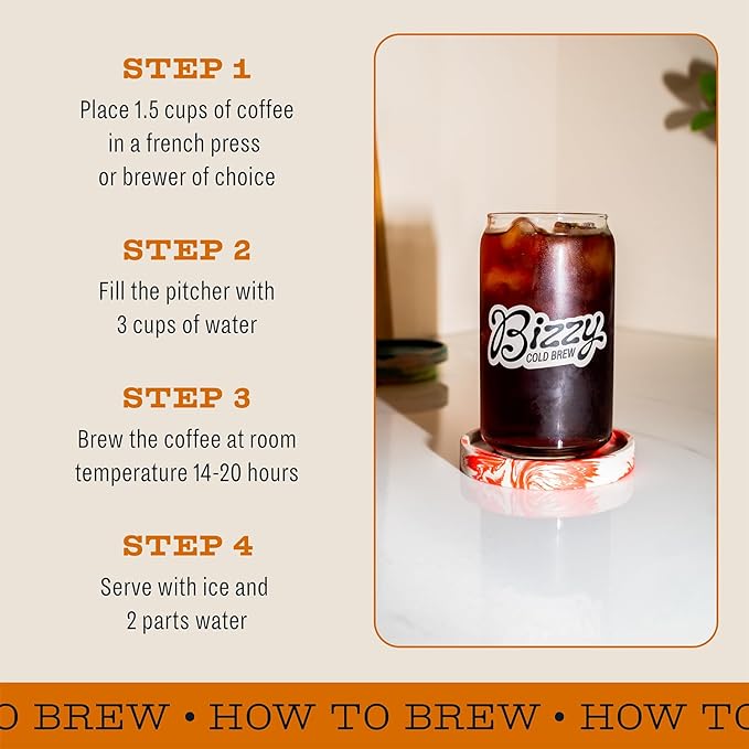 Bizzy Organic Cold Brew Coffee | Breakfast Blend | Coarse Ground Coffee | Medium-Light Roast |