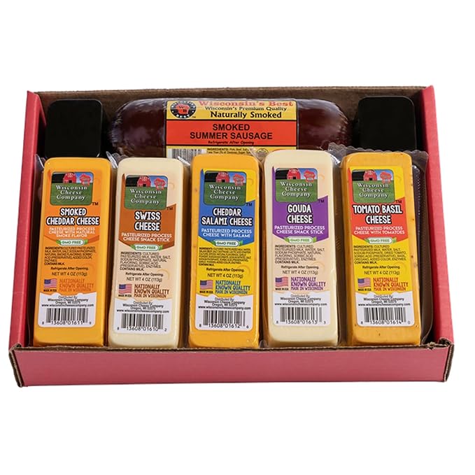 Wisconsin Cheese Company - Specialty Cheese & Summer Sausage Gift Box - 100% Wisconsin Gouda