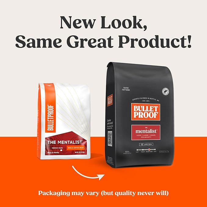 Bulletproof The Mentalist Medium-Dark Roast Whole Bean Coffee, 5 Pounds (bulk), 100% Arabica Beans