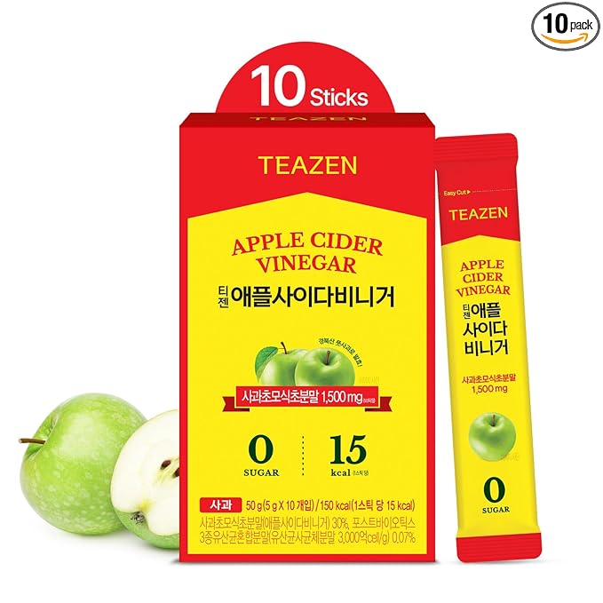 TEAZEN Apple Cider Vinegar Drink Powder Stick ??On-the-Go Wellness with 1500mg ACV, Sugar-Free