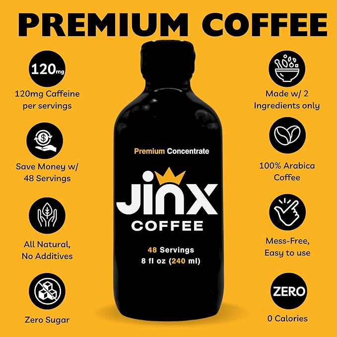 Jinx Coffee Concentrate – 50x Stronger Cold Brew Coffee | Strong Caffeine Concentrated Liquid