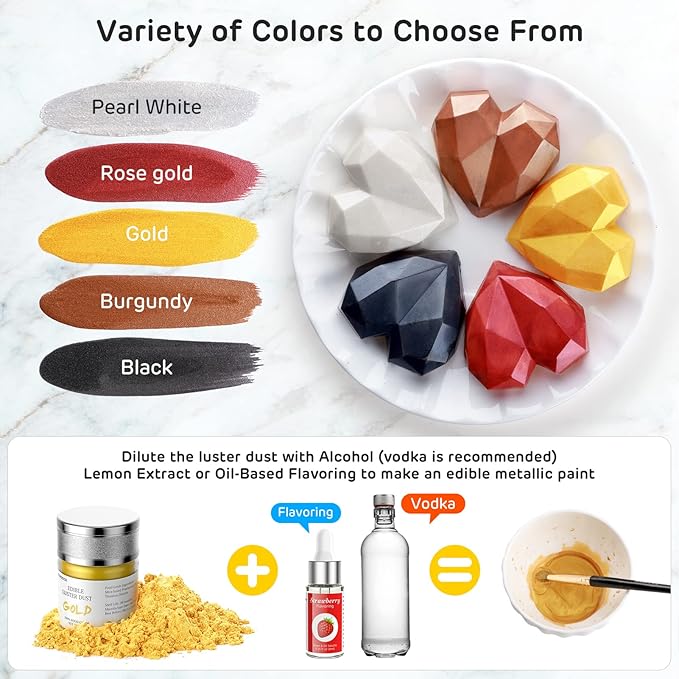 Nomeca Edible Luster Dust, 8 Grams Food Grade Gold Cake Dust Metallic Shimmer Christmas Food