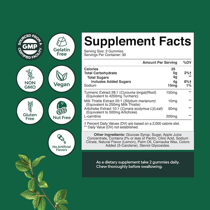 Cleansing Herbal Liver Detox Gummies Liver Support Milk Thistle Gummies with Artichoke Extract