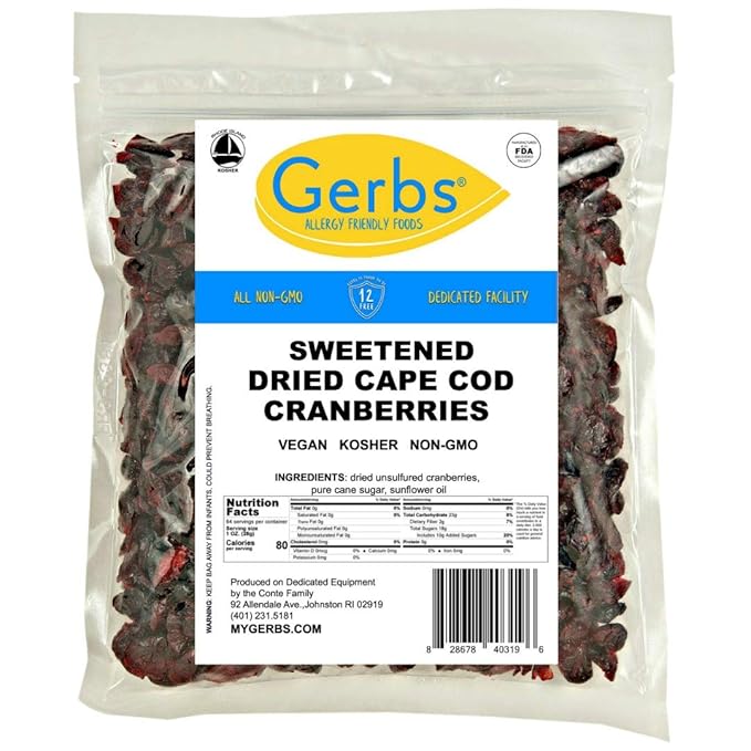 Gerbs Dried Cranberries 4 lbs. | Unsulfured, No Additives, Resealable Bag | Naturally Tart & Juicy
