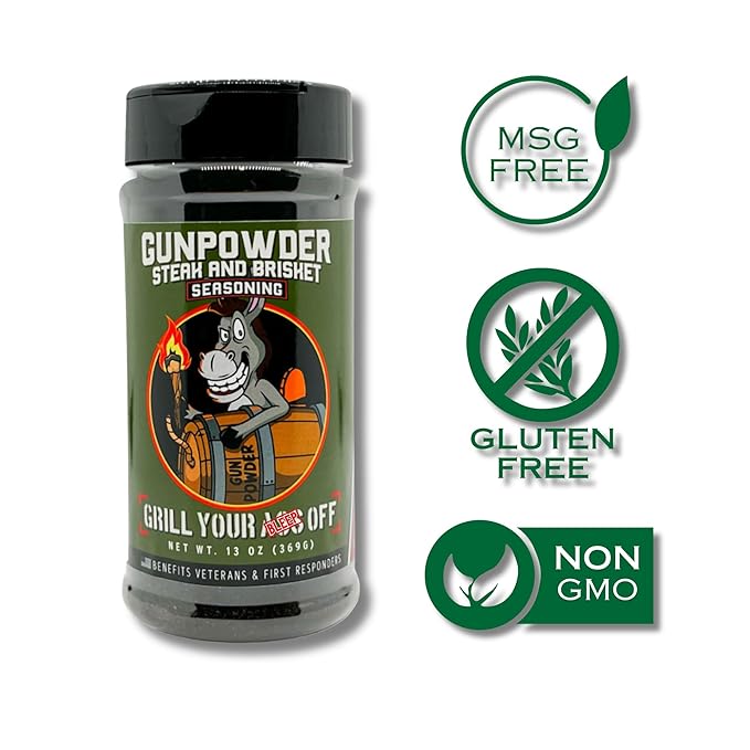 GYAO Gunpowder Seasoning – 13oz BBQ Seasoning with Activated Charcoal for Brisket, Ribs & Chicken