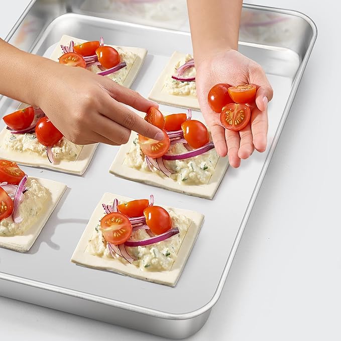 TeamFar Baking Sheet, 17.6’’ x 13’’ x 1’’ Stainless Steel Large Cookie Sheet Baking Tray Pan for