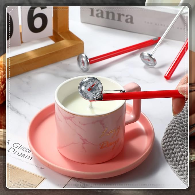 Xuhal 12 Pcs Stainless Steel Kitchen Thermometer with 5 Inch Long Stem 1 Inch Dial Thermometer Milk