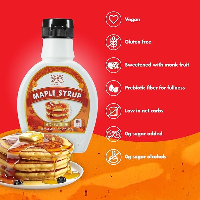 ChocZero Maple Syrup, Sugar Free, Low Carb, Sugar Alcohol Free, Gluten Free, No Preservatives