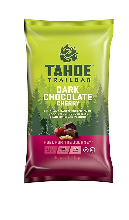 Tahoe Trail Bar, Plant-Based Natural Energy Bar (2.3 Ounce Protein Bar, 12 Count) High Protein