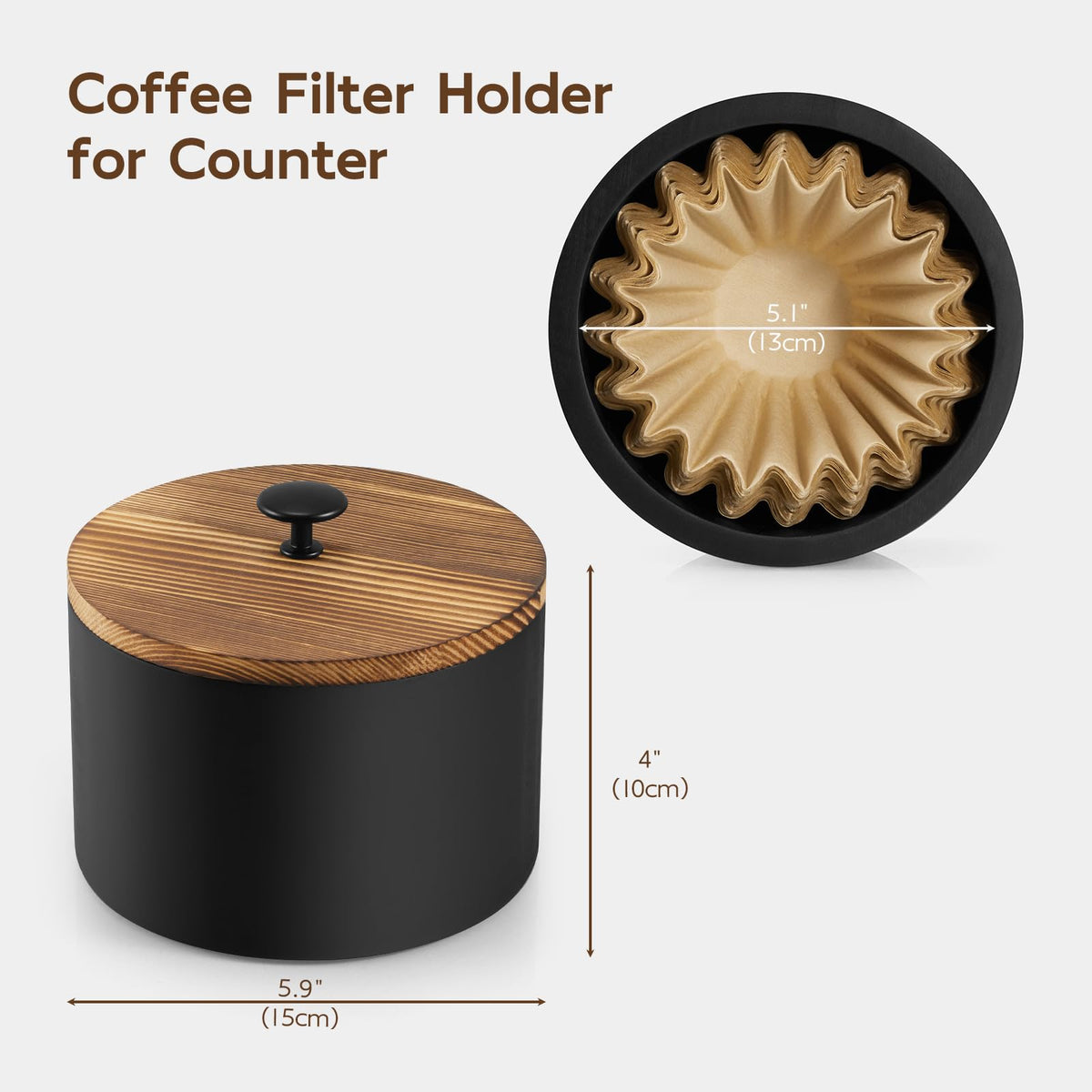 BWODYAY Coffee Filter Holder, Wood Filter Storage Container for Counter, Coffee Bar Accessories for