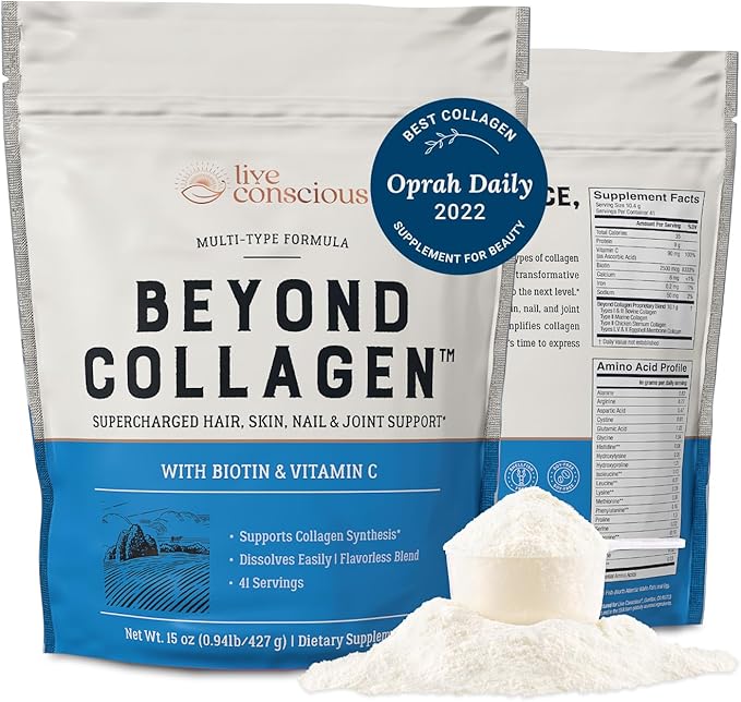 Live Conscious Beyond Collagen Multi Collagen Powder for Women w/Types I, II, III, V & X - Keto