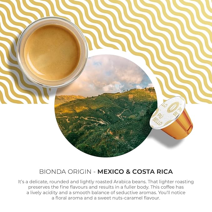Piu Bello Bionda Espresso Coffee Pods for Nespresso Original Machines – Compatible Capsules Pack