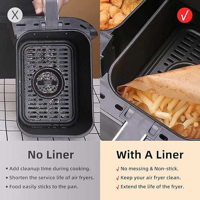 Air Fryer Disposable Paper Liners for Ninja Dual Airfryer Accessories, Non-Stick Parchment