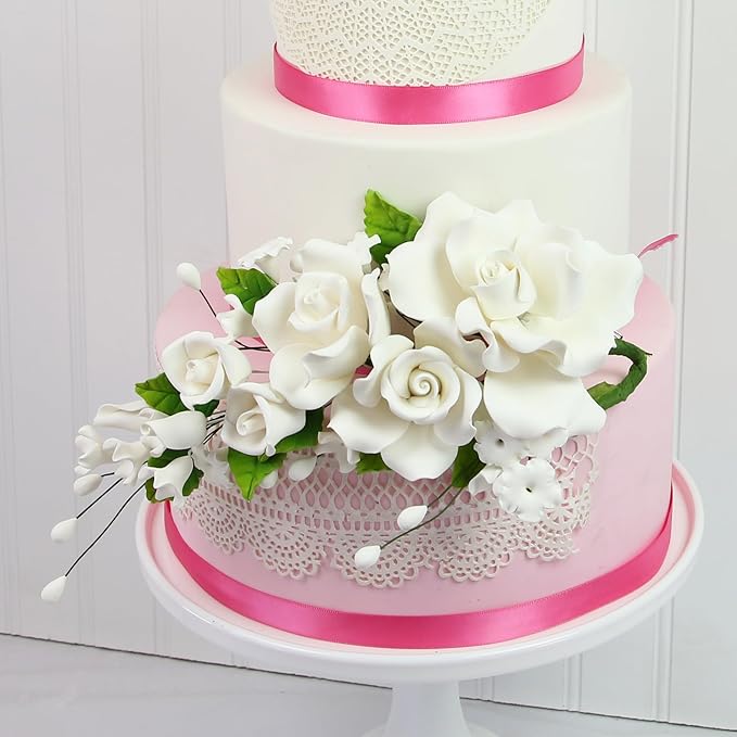 Global Sugar Art Premium Rose Spray, Large, White, 1 Count by Chef Alan Tetreault