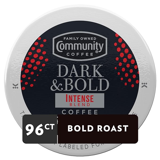Community Coffee Dark & Bold Intense Blend 96 Count Coffee Pods, Compatible with Keurig 2.0 K-Cup