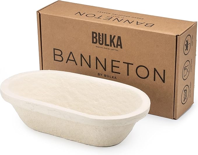 Bulka Small Oval 500g Banneton Bread Proofing Basket Pressed Wood Pulp Brotform - Plane Non-Stick