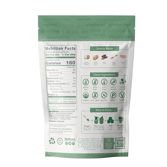 Bare Life: Dairy Free Frozen Hot Cocoa | Blended Premium Frappe Iced Hot Chocolate Smoothie |