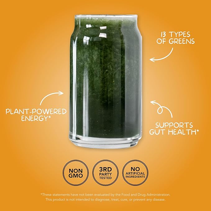 Clean Simple Eats Super Greens Powder, Naturally Flavored Greens Powder with Chlorella, Spirulina