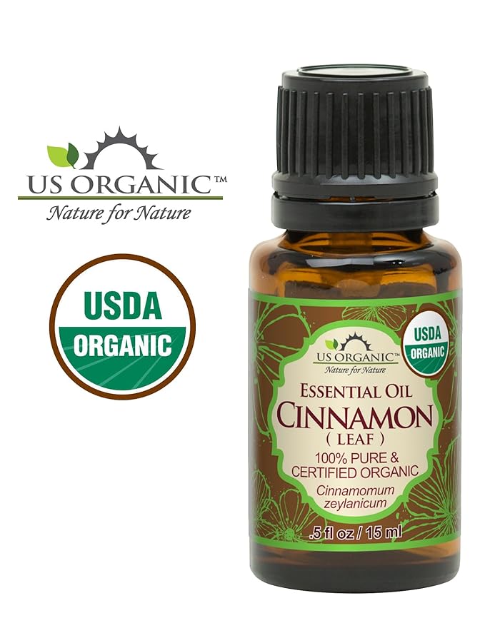 US Organic 100% Pure Cinnamon Leaf Essential Oil - USDA Certified Organic, Steam Distilled - W/Euro