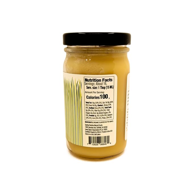 Spring Sunrise Organic Brown Ghee - Grass Fed Clarified Butter - Keto & Paleo Friendly, Lactose &