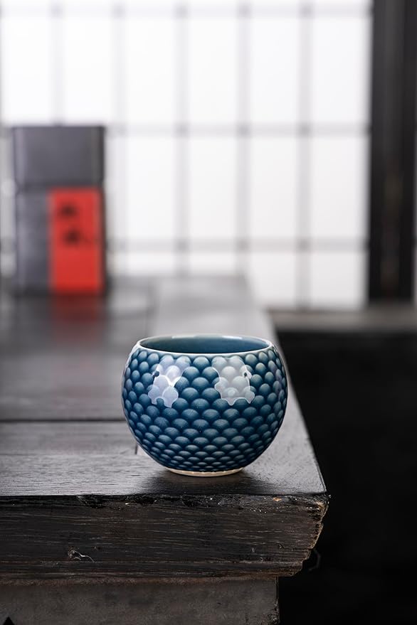 MQjzsh Handmade Chinese Japanese Tea Bowls, Tea Cup Set, 4 Pack, 110ml / 3.7oz for Office, Home
