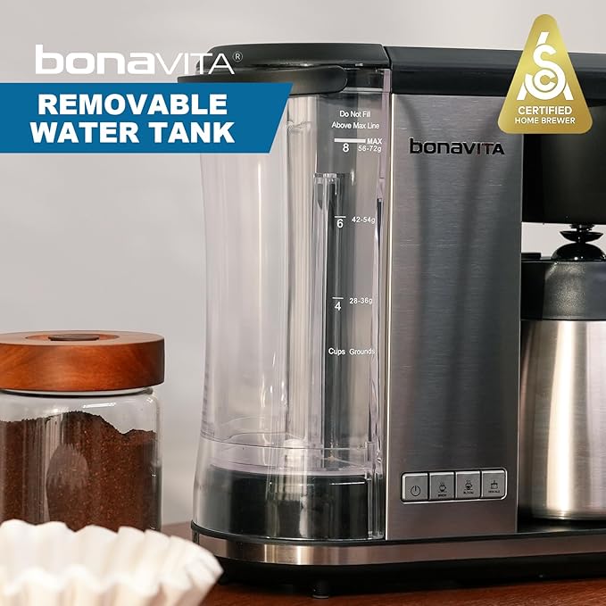 Bonavita Enthusiast 8 Cup Drip Coffee Brewer, Pour Over, SCA Certified Coffee Machine with Thermal
