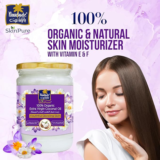 Parachute Advansed SkinPure 100% Organic Extra Virgin Coconut Oil with Vitamin E & F |Face & Body