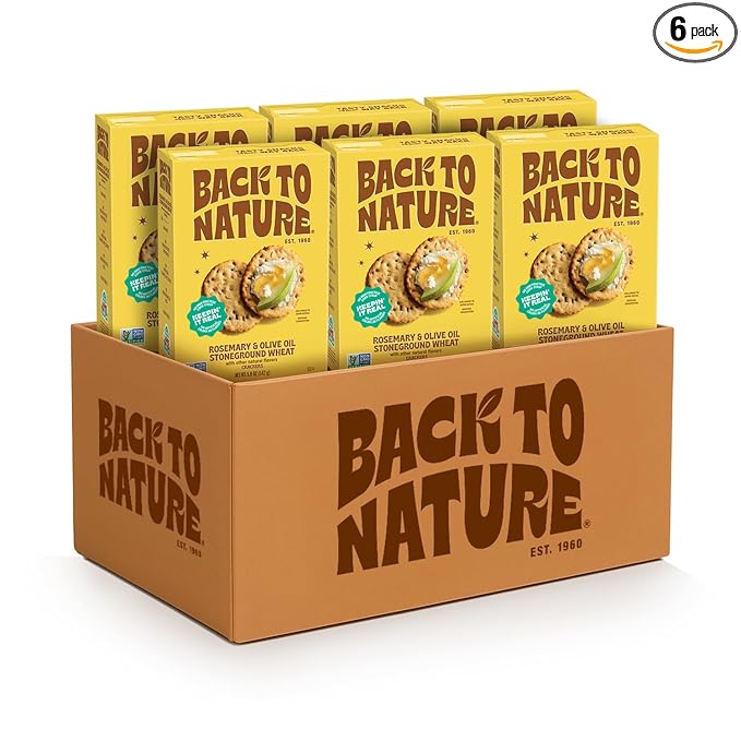 Back to Nature - Stoneground Wheat Crackers - Rosemary & Olive Oil - Real Ingredients like Whole