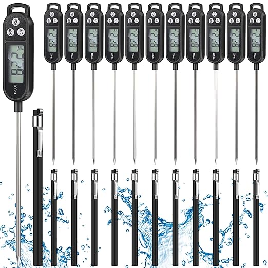12 Pcs Meat Food Thermometer Food with Probe Water Liquid Instant Read Digital Thermometer Kitchen