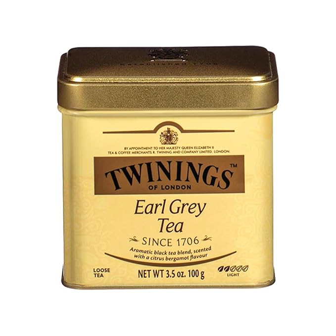 Twinings Earl Grey Loose Black Tea Tin, 3.53 Ounce Tin (Pack of 1), Flavoured with Citrus and