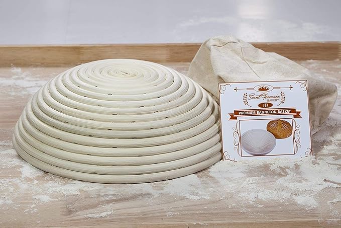 Saint Germain Bakery Premium Round Bread Banneton Basket with Liner - Perfect Brotform Proofing