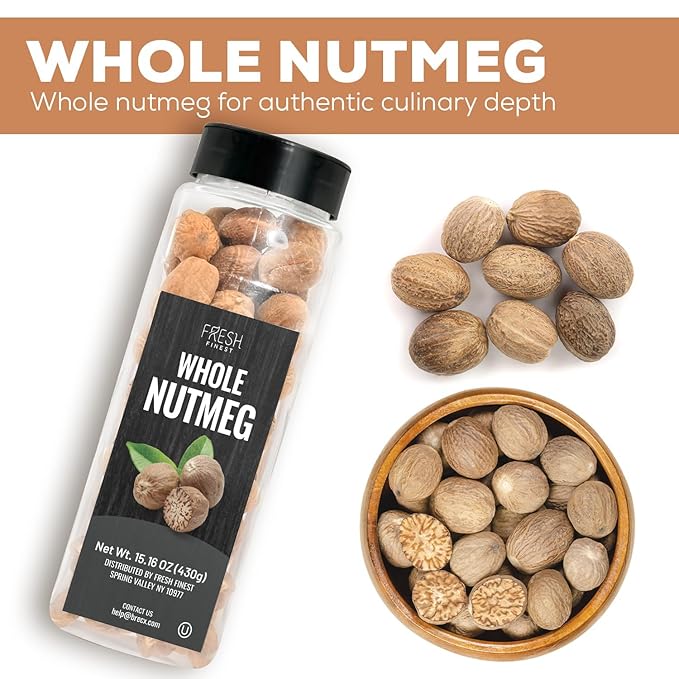 Fresh Finest Whole Nutmeg 15.16oz - Premium Quality Whole Nutmeg - All-Natural, Non-GMO