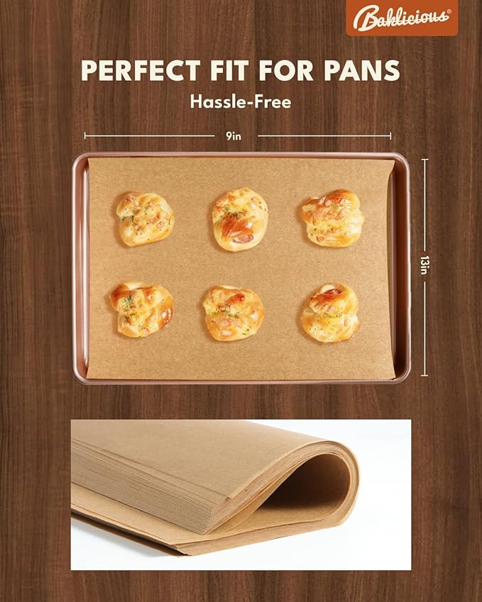 BAKLICIOUS 220 Pcs 9x13 inch Unbleached Parchment Paper Baking Sheets, Baklicious Pre-cut Heavy